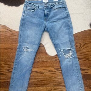 Frame Denim Light Blue Ripped Skinny Jeans